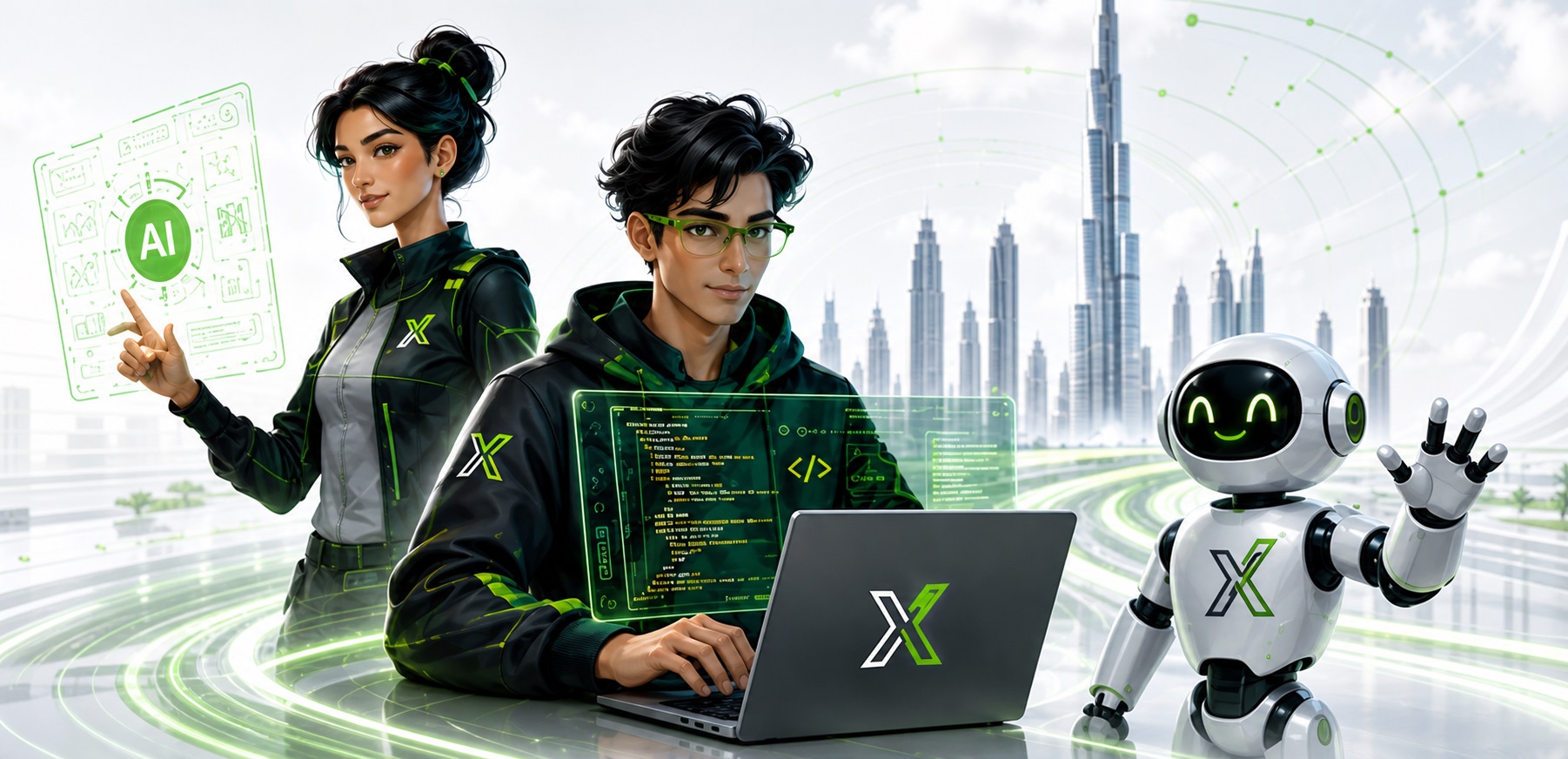 Brandx Elite AI engineers and intelligent robot in Dubai