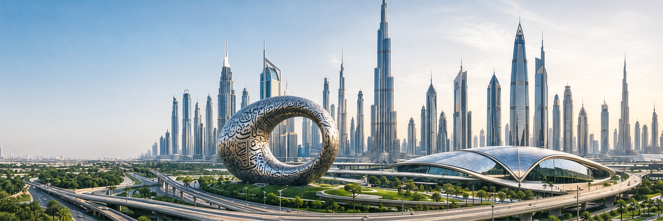 Dubai skyline and Museum of the Future